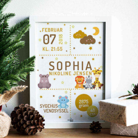 afrikas-dyr-jordfarver-ramme-jul Navneplakat med afrikas dyr i jordfarvede nuancer ned julebaggrund
