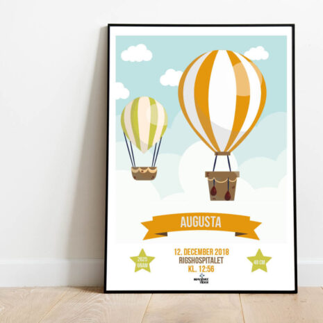 luftballon-jordfarver-ramme-gulv Navneplakat med luftballoner i jordfarver i ramme placeret på gulv