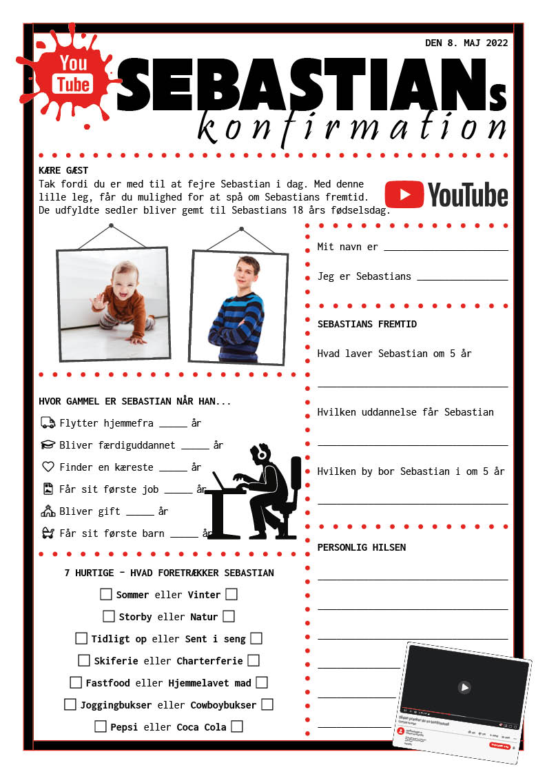 Fremtidsquiz til konfirmation med YouTube tema