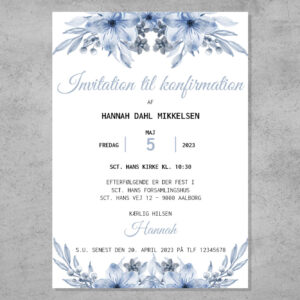 Invitation | Konfirmation | Blå blomst