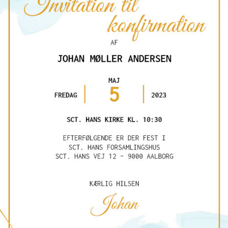 invitation_vandfarve-lyseblå_uni Invitation til konfirmation i design med vandfarve i blå nuancer