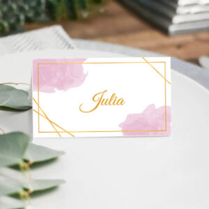 Bordkort i design med vandfarve i pink nuancer