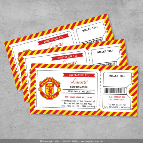 invitation_billet-man united_dreng-ramme Invitation til konfirmation – fodboldklub tema