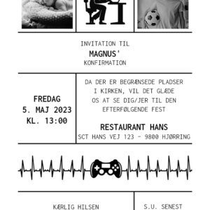 Invitation til konfirmation med gamer tema