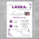 Invitation til konfirmation med lilla sommerfugle