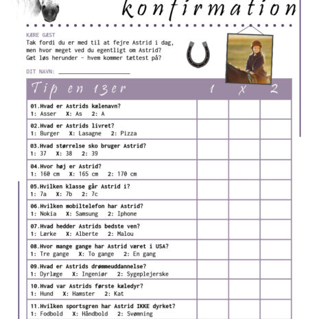 tip13_hest_pige TIP en 13'er til konfirmation med heste tema