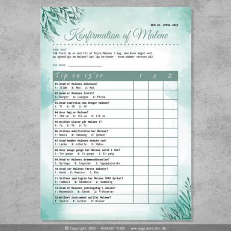 TIP en 13'er til konfirmation i grønt bladdesign