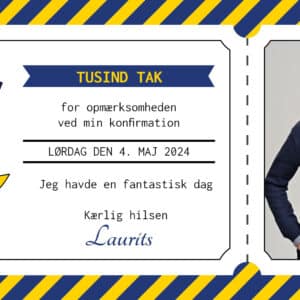 Takkekort til konfirmation – fodboldklub tema