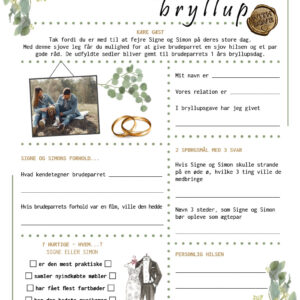 Fremtidsquiz til bryllup med grønne blade