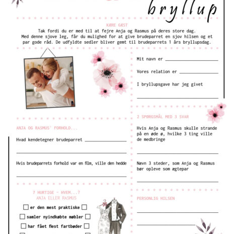 bryllup-rosablomst Fremtidsquiz til bryllup med lyserøde blomster