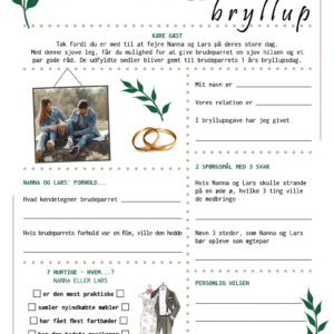 Fremtidsquiz til bryllup i naturtema