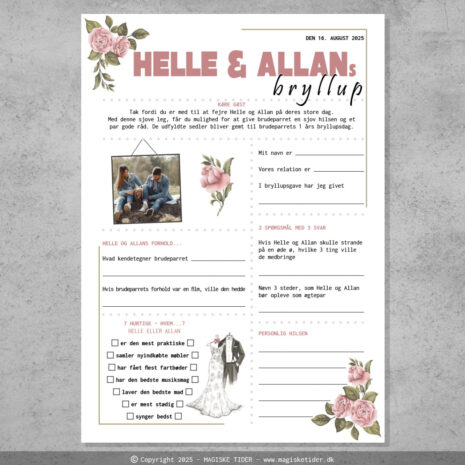 bryllup-roser-ramme Fremtidsquiz til bryllup med roser