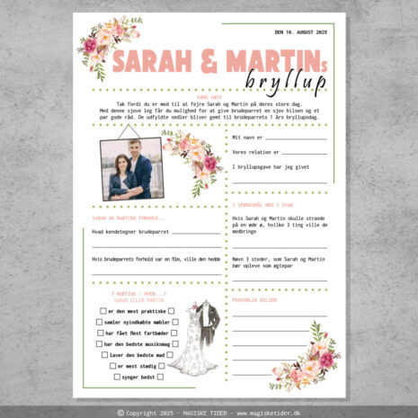 Fremtidsquiz til bryllup med sommerblomster