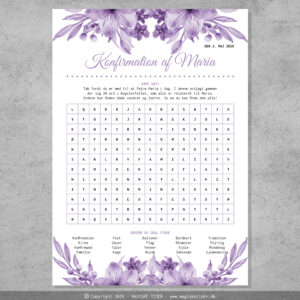 Ordjagt | Konfirmation | Lilla blomst